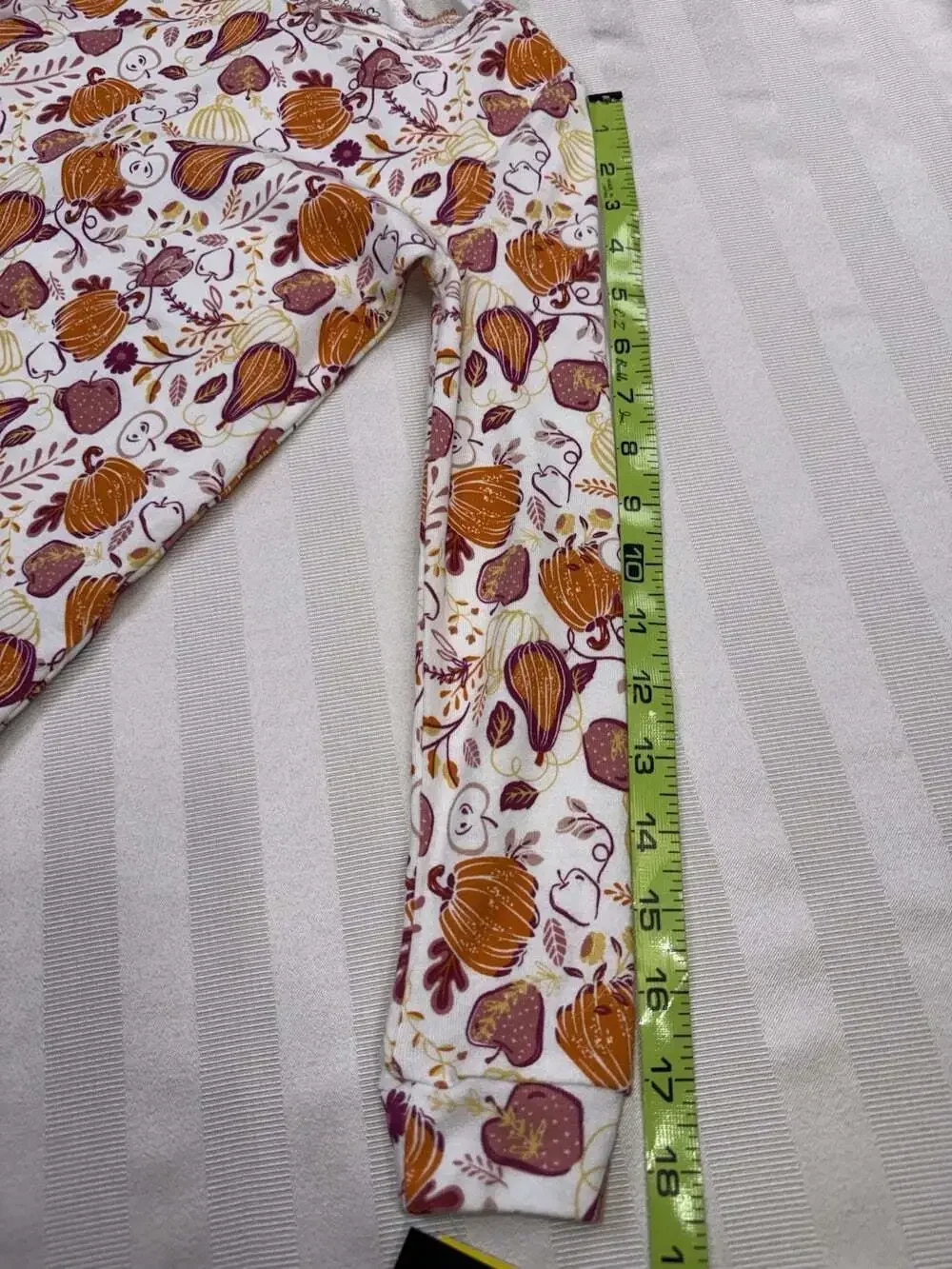 Cynthia Rowley Girls 2 Pc Pajama Set Size 7 Fall Pumpkins Apples 100% Cotton NWT